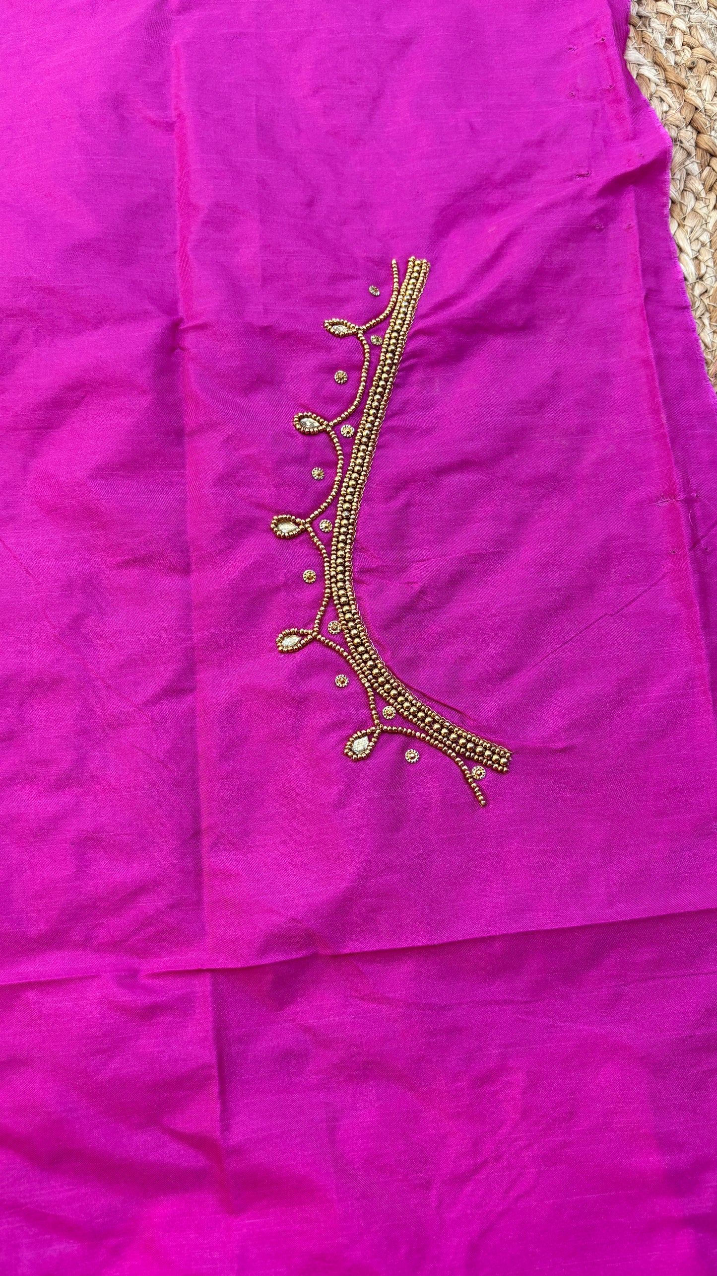 1.5 mtr Maggam work blouse-Pink