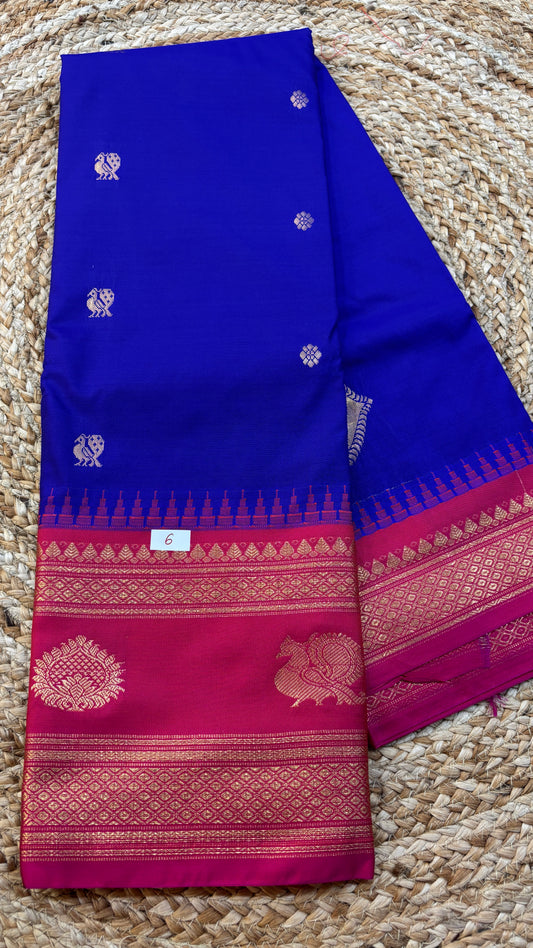 Semi Gadwal Silk Gap Border Saree-6