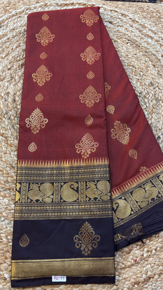 Semi Gadwal Rust Orange with Brown Saree