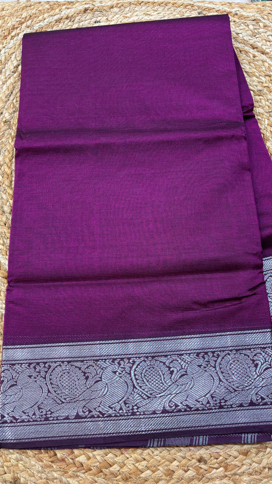 Mangalgiri Silk Saree - Small peacock border