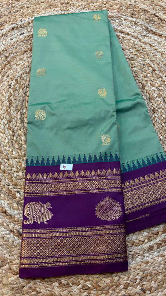 Semi Gadwal Silk Gap Border Saree-10