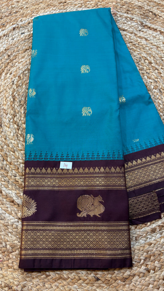 Semi Gadwal Silk Gap Border Saree-14