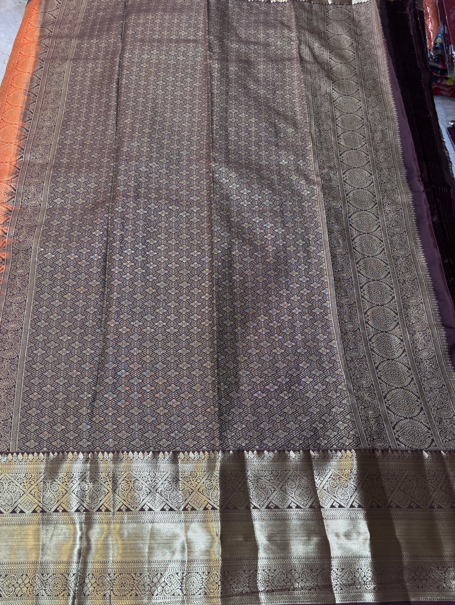Semi Kanchi Rust Orange Saree-09