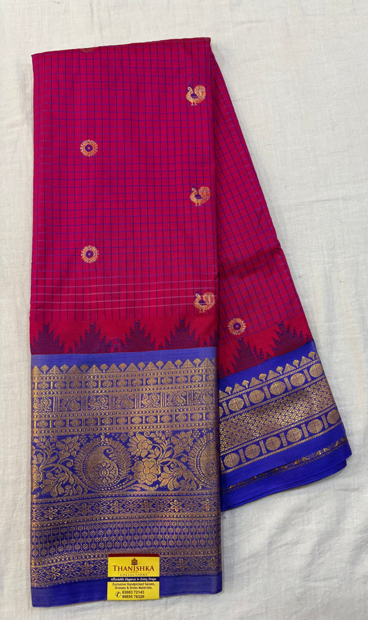 Semi Gadwal Checks Saree