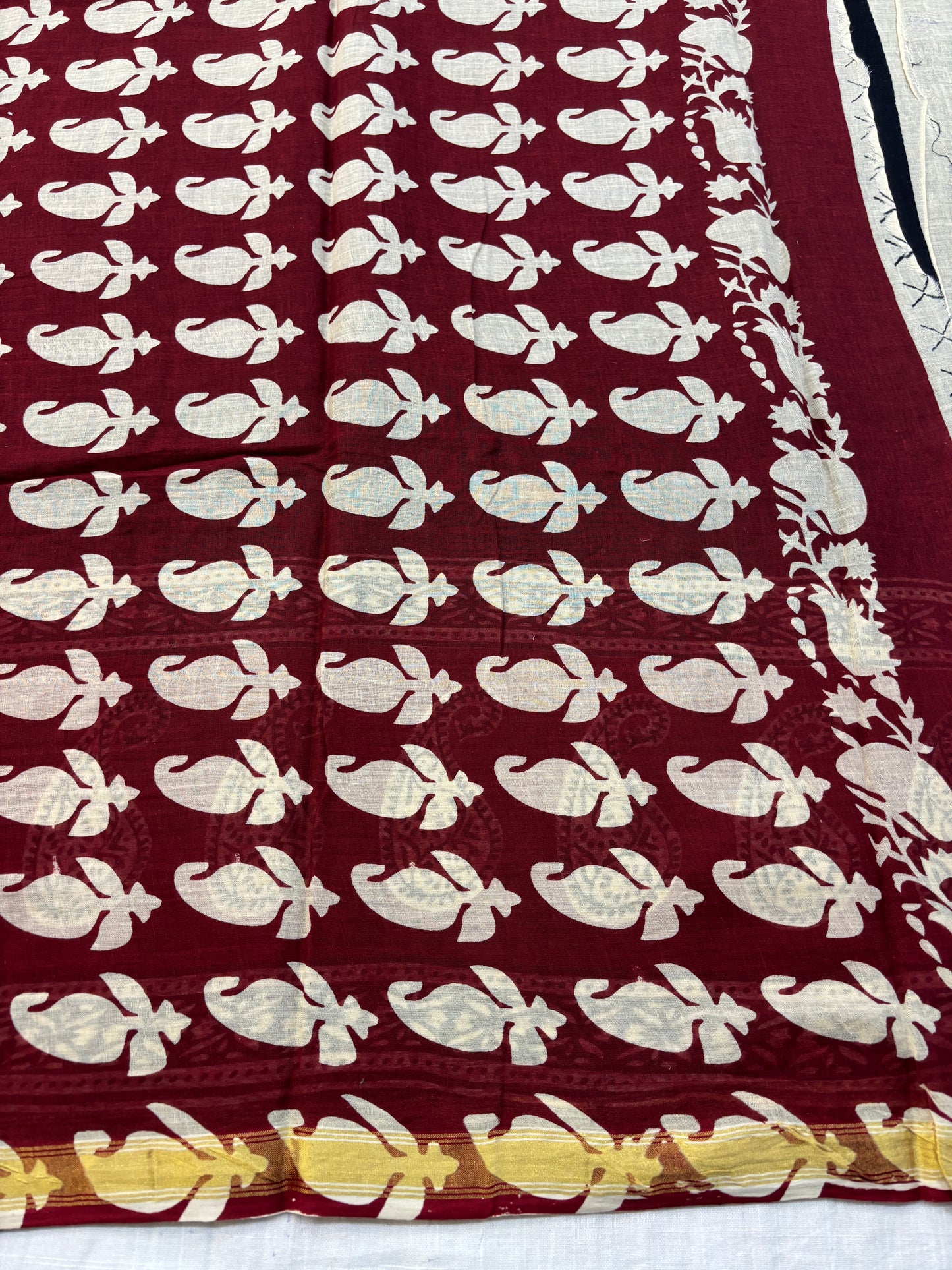 Chanderi cotton Block printed Saree