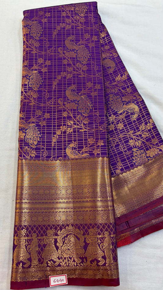 Semi Kanchi Pattu saree Purple with Wine