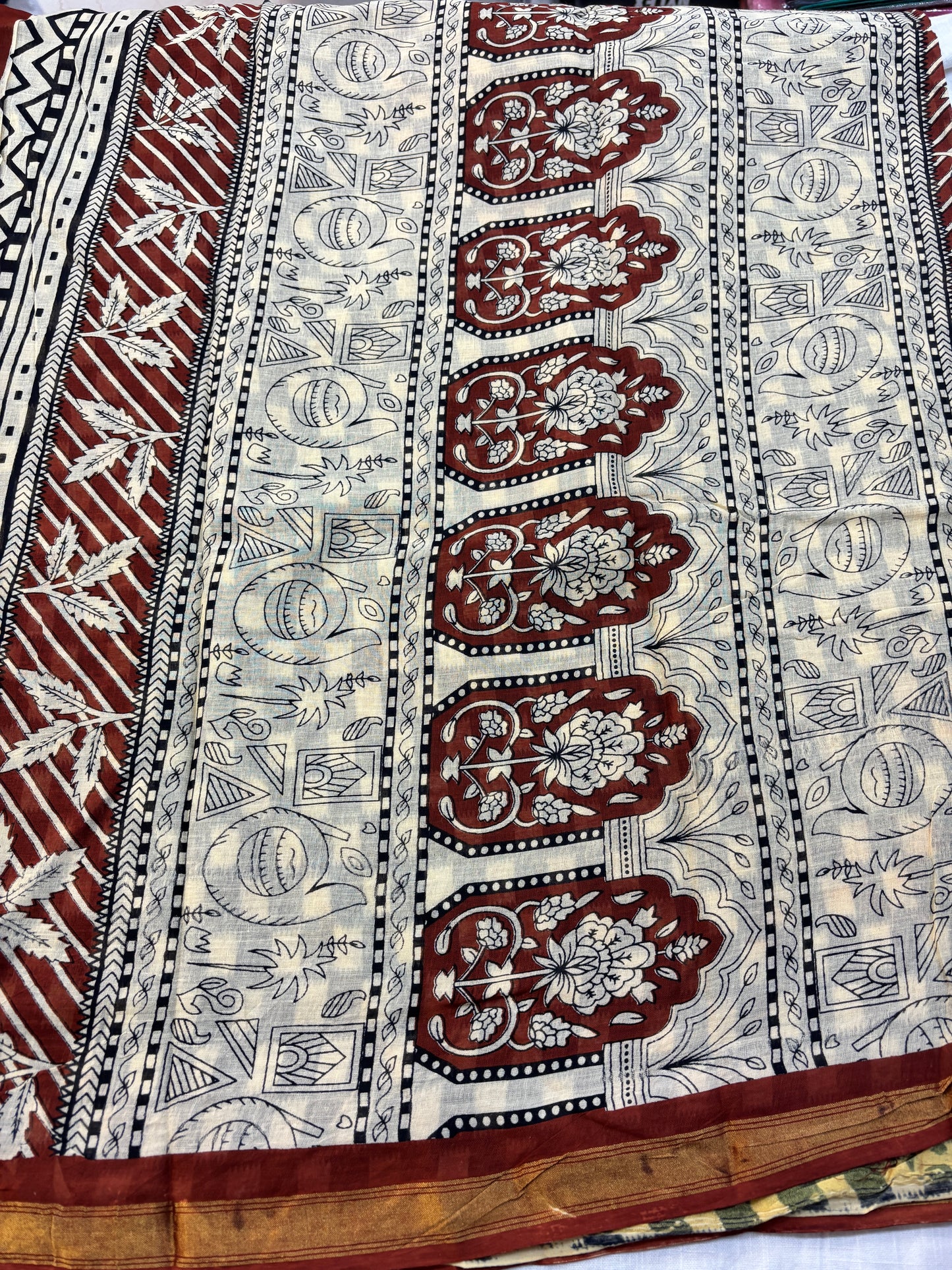 Chanderi cotton Block printed Saree
