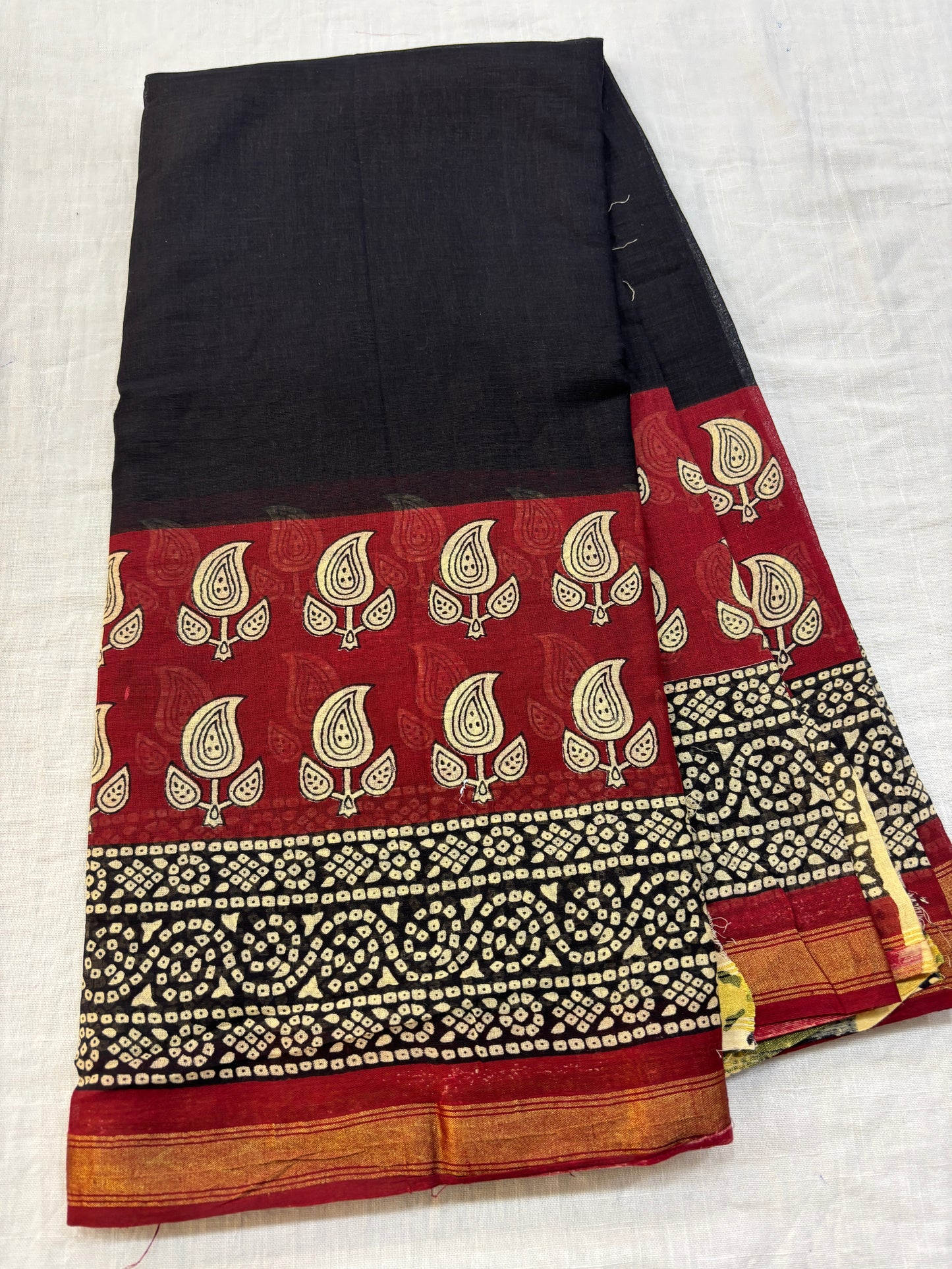 Chanderi cotton Block printed Saree