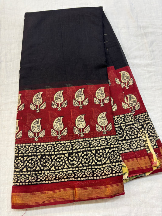 Chanderi cotton Block printed Saree
