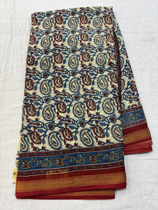 Chanderi cotton Block printed Saree