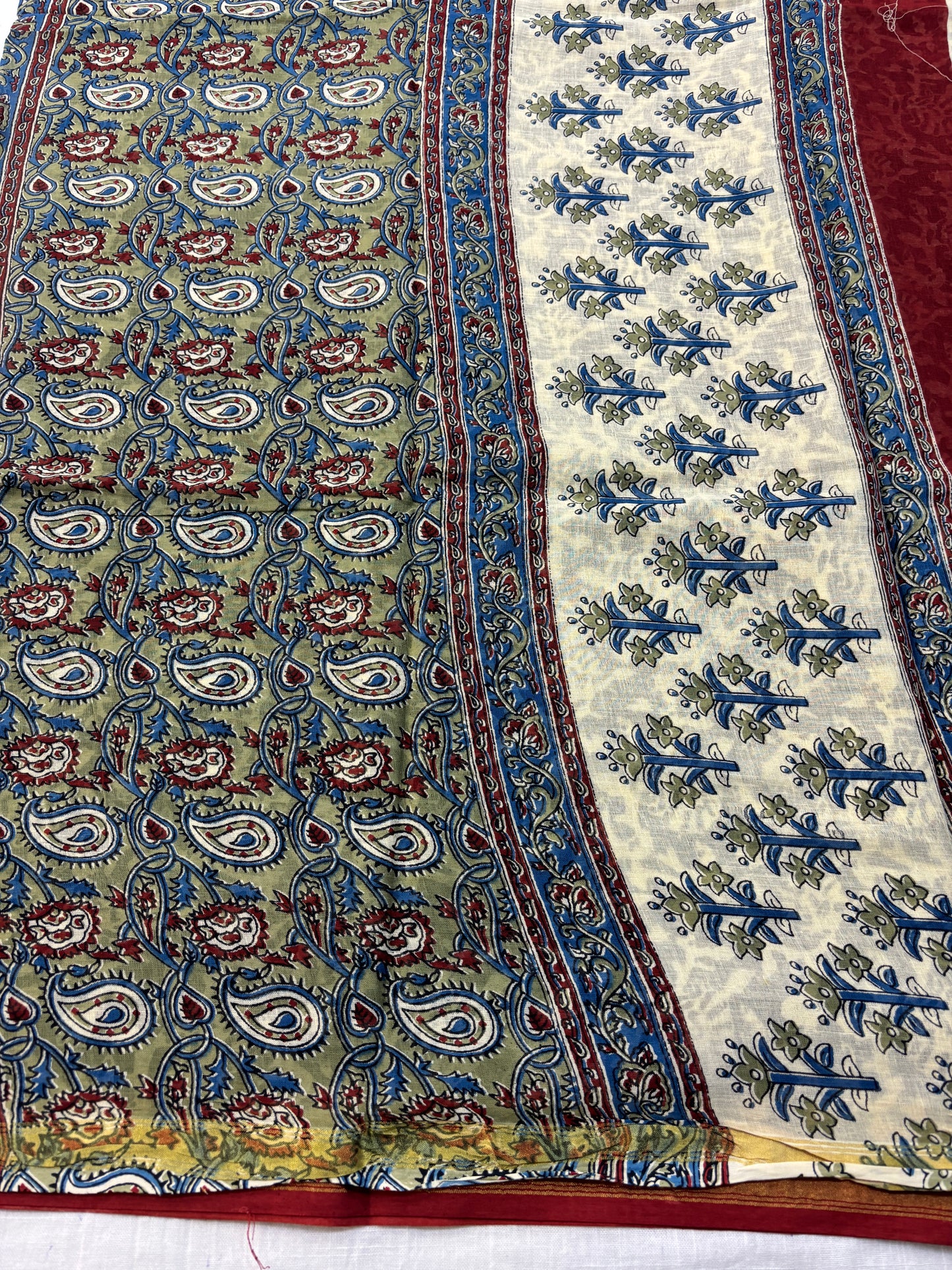 Chanderi cotton Block printed Saree