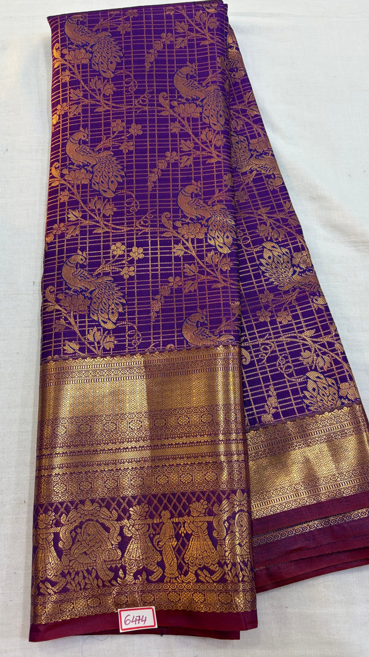 Semi Kanchi Pattu saree Purple with Maroon