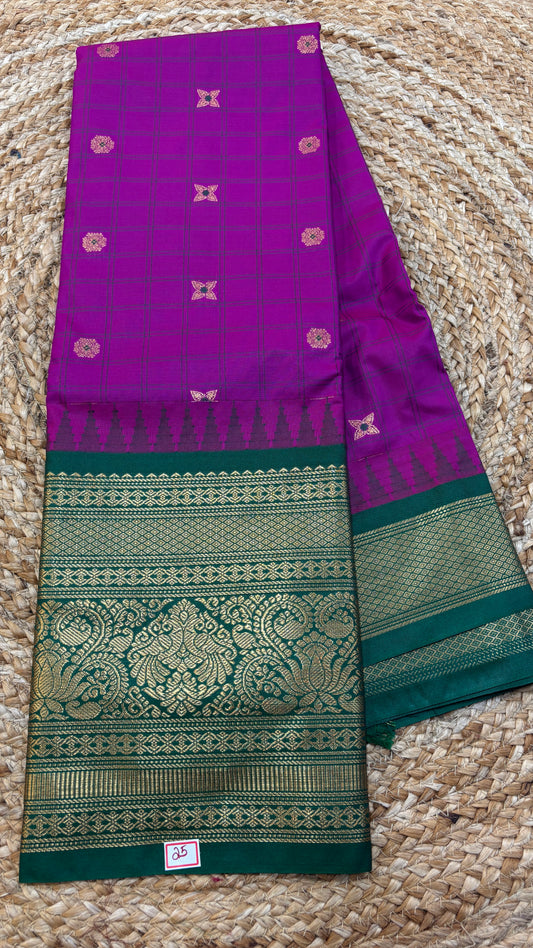 Semi Gadwal Checks Saree