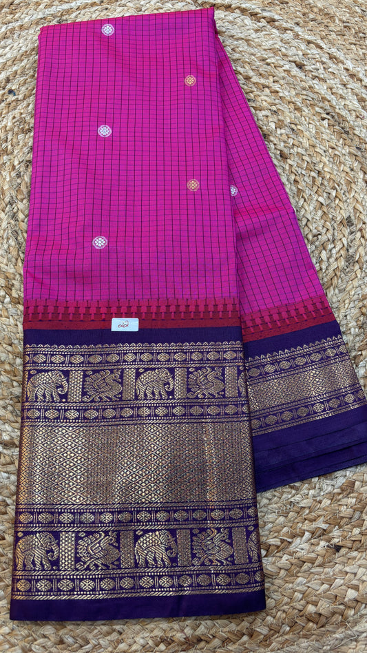 Semi Gadwal Checks Saree