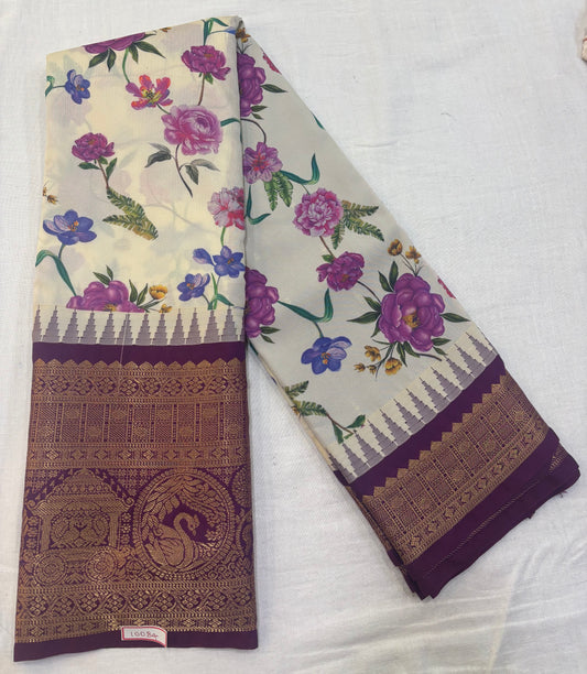 Digital Printed Semi Gadwal Silk Saree