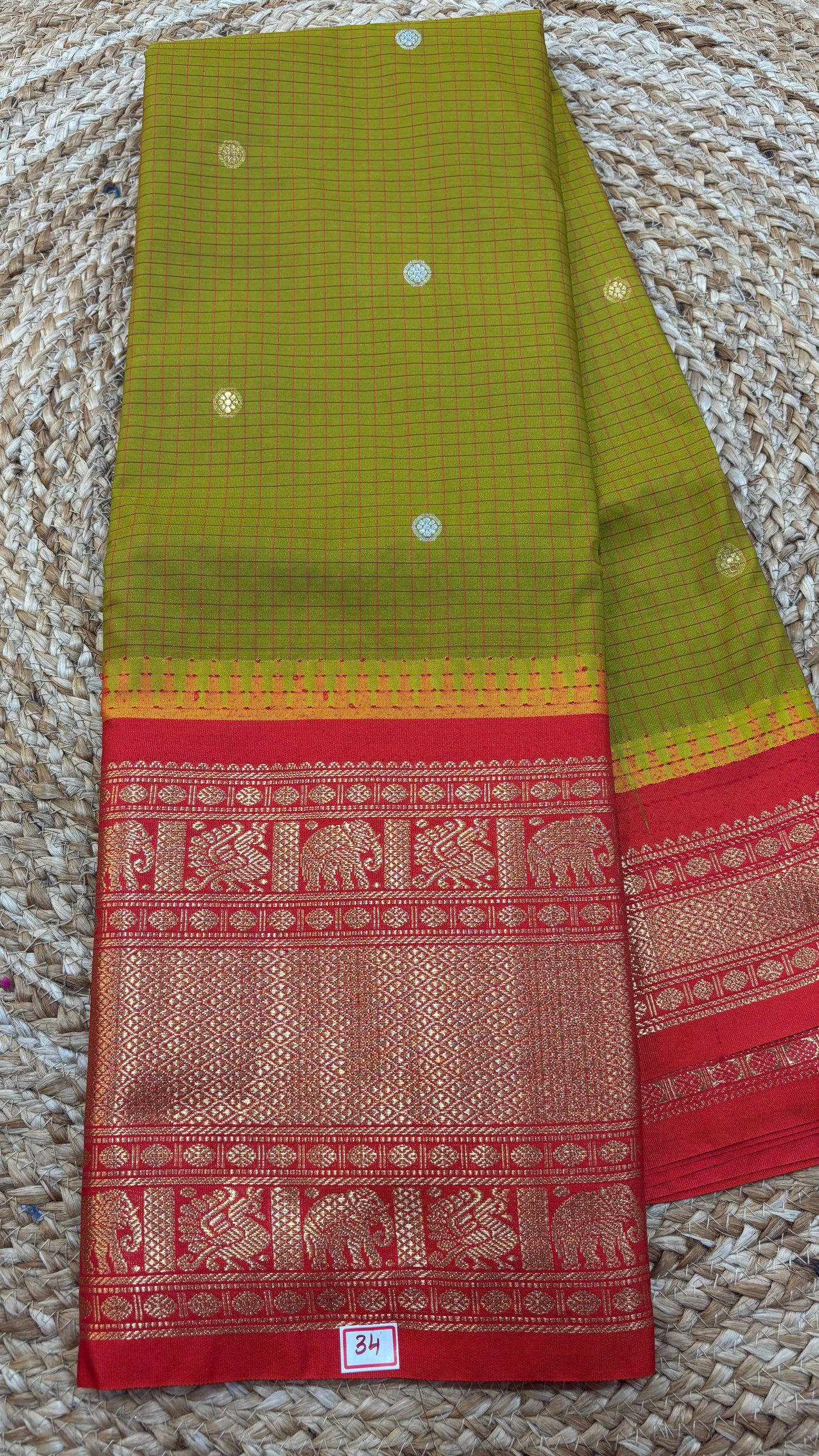 Semi Gadwal Checks Saree