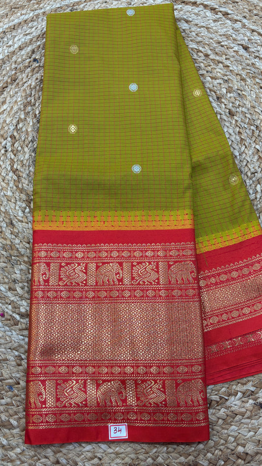 Semi Gadwal Checks Saree