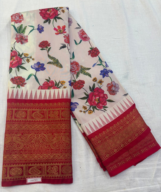 Digital Printed Semi Gadwal Silk Saree