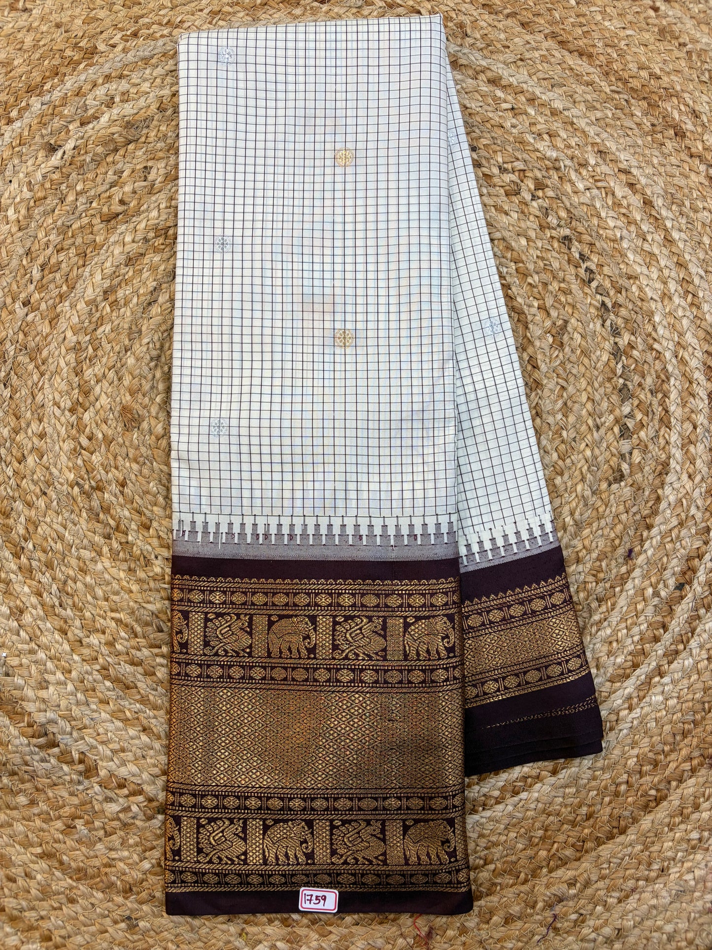 Semi Gadwal Checks Saree