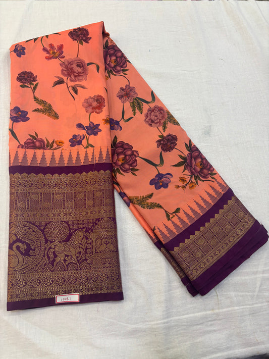 Digital Printed Semi Gadwal Silk Saree