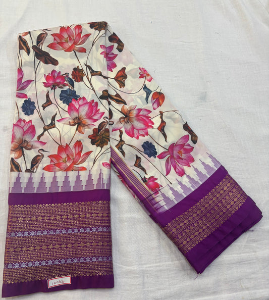 Digital Printed Semi Gadwal Silk Saree