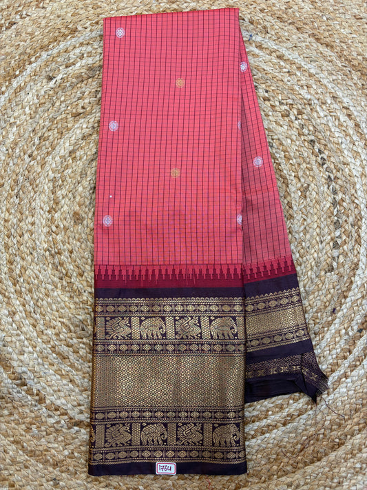 Semi Gadwal Checks Saree