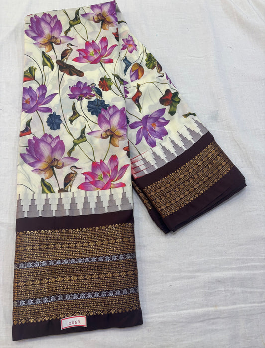Digital Printed Semi Gadwal Silk Saree