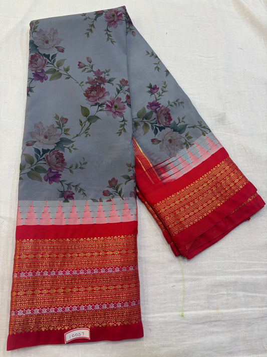 Digital Printed Semi Gadwal Silk Saree