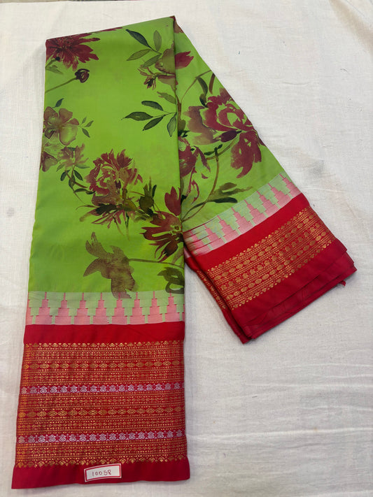 Digital Printed Semi Gadwal Silk Saree
