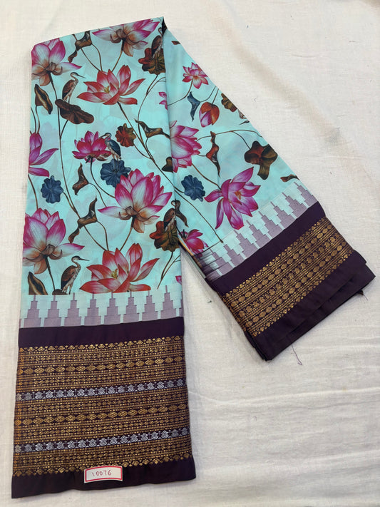 Digital Printed Semi Gadwal Silk Saree