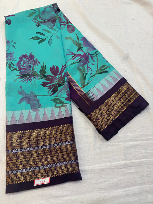 Digital Printed Semi Gadwal Silk Saree