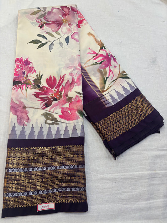 Digital Printed Semi Gadwal Silk Saree