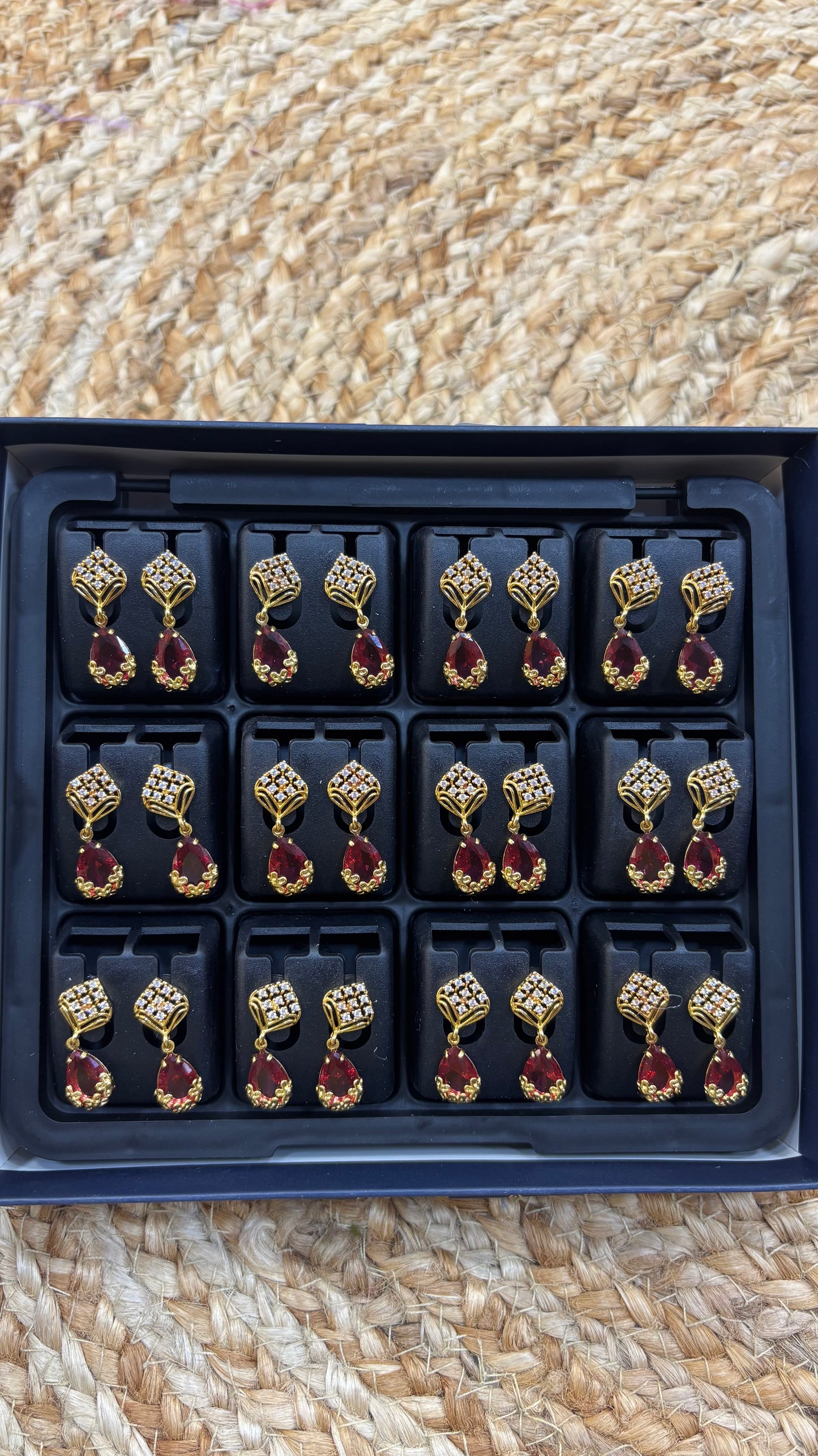 CZ Earrings- Maroon