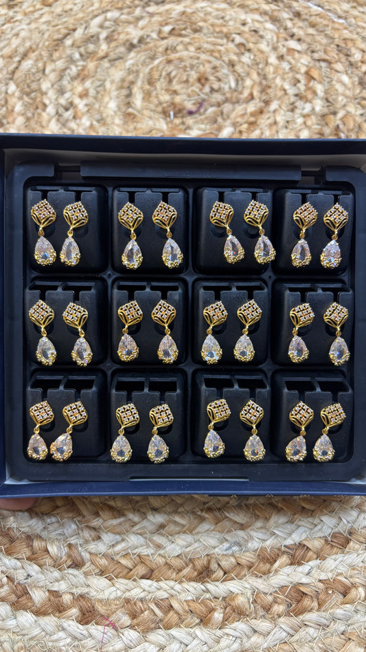 CZ Earrings-White