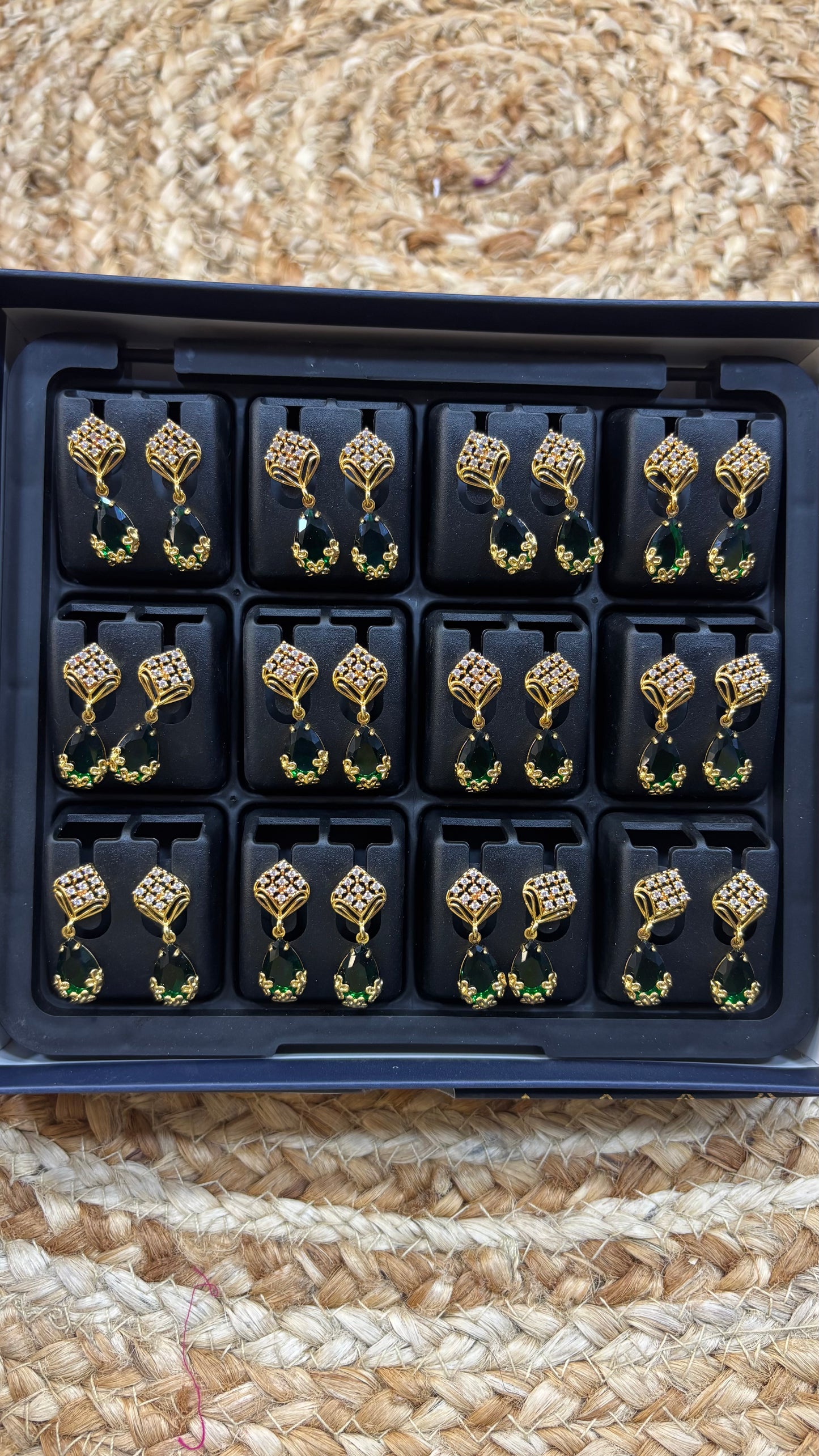 CZ Earrings-Green