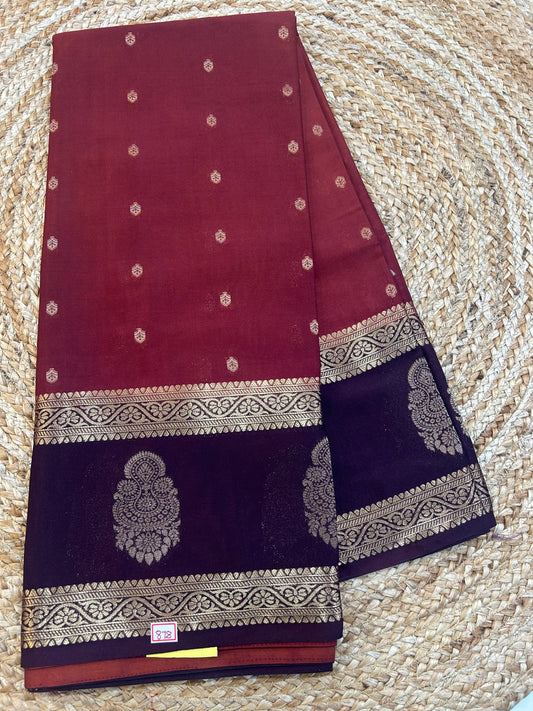 Mysore Crepe Gap borders rich pallu