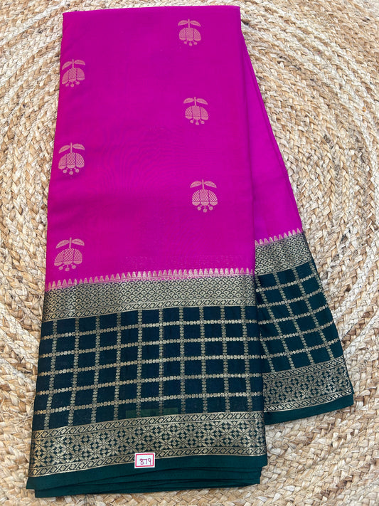 Mysore Crepe Gap borders rich pallu