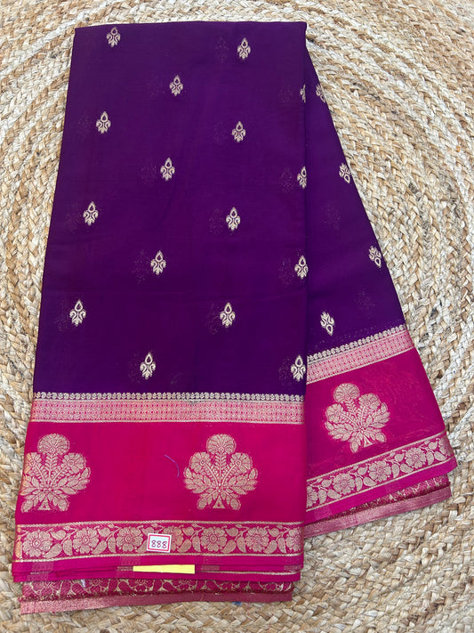 Mysore Crepe Gap borders rich pallu
