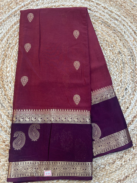 Mysore Crepe Gap borders rich pallu