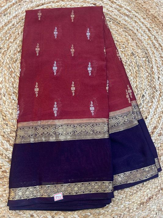 Mysore Crepe Gap borders rich pallu