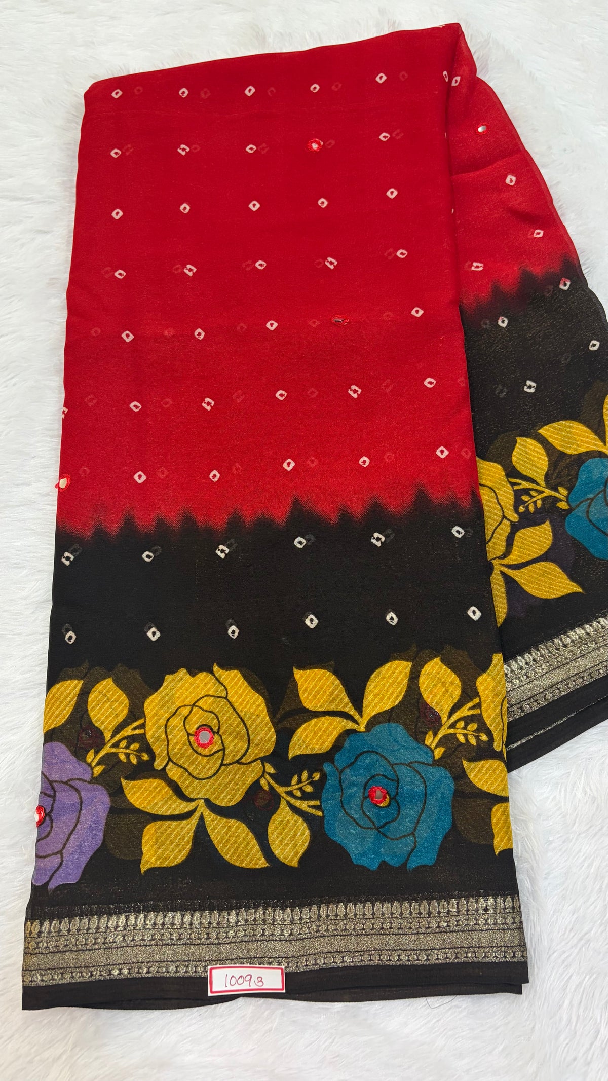 Marshmellow Mirror work Saree