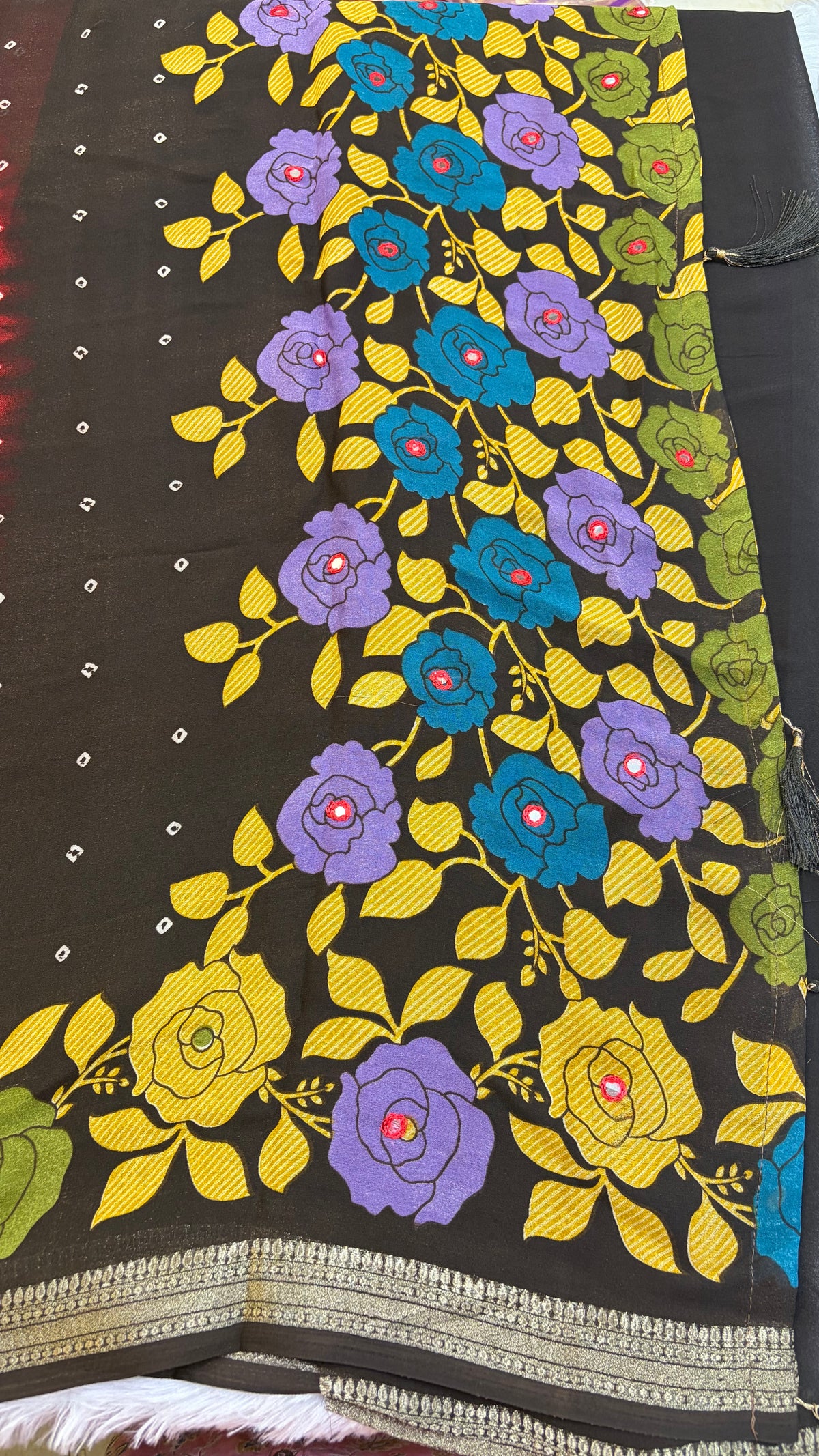 Marshmellow Mirror work Saree