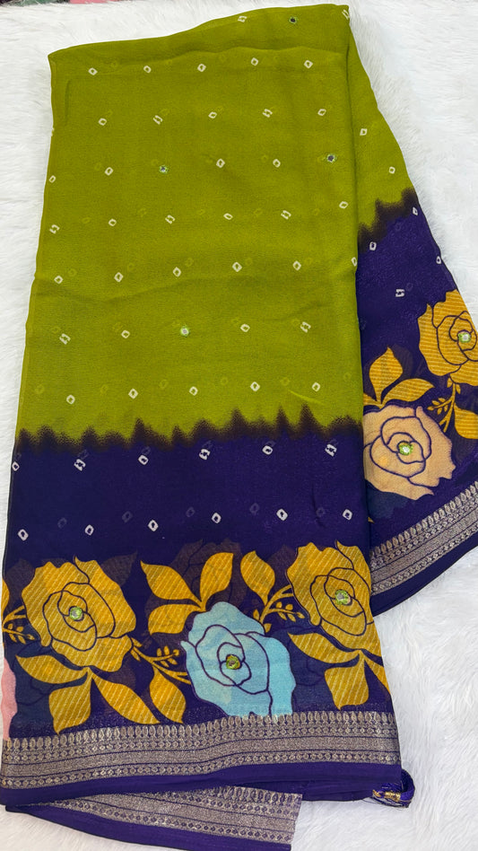 Marshmellow Mirror work Saree