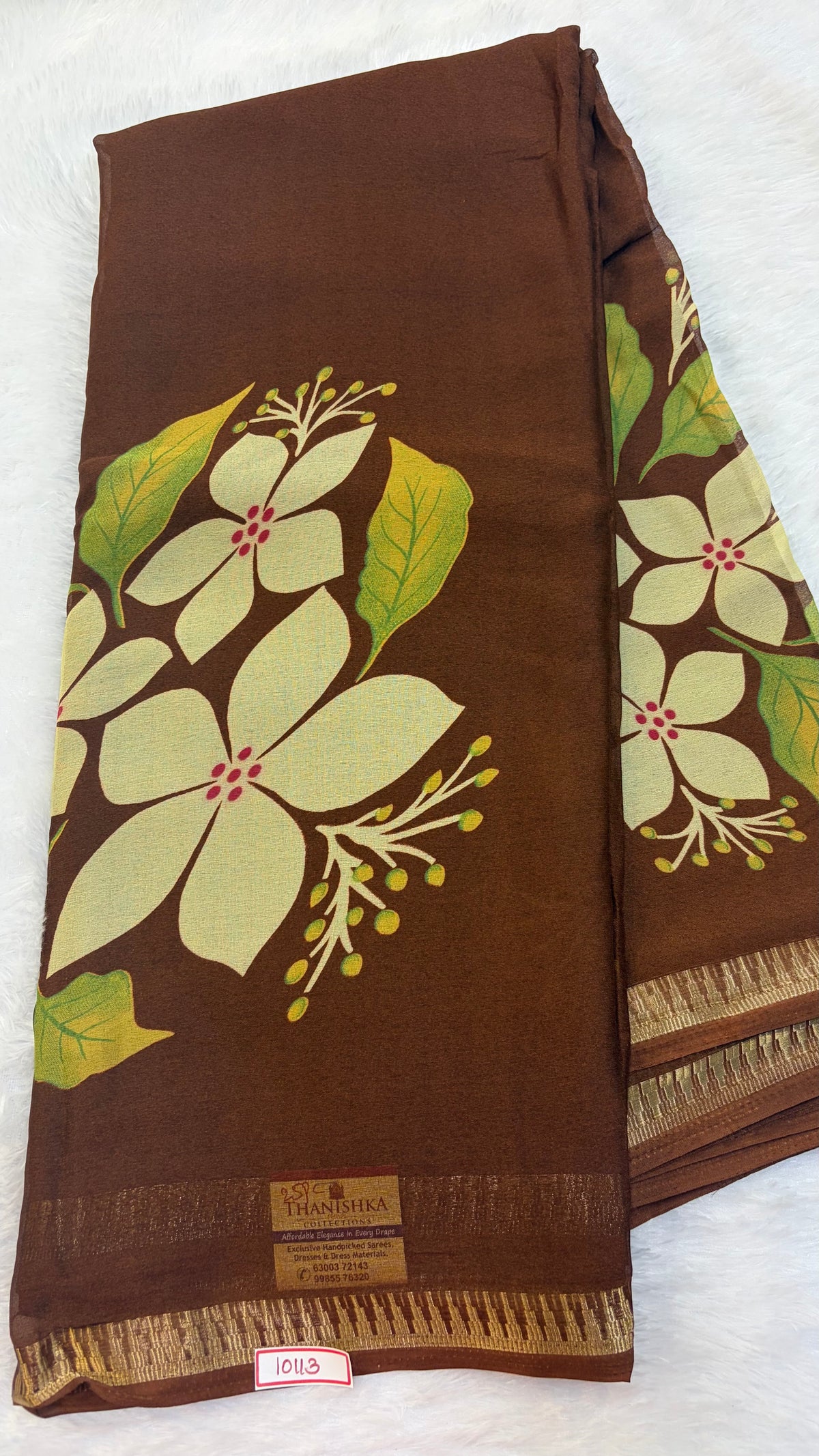 Marshmallow Floral printed Fancy Saree