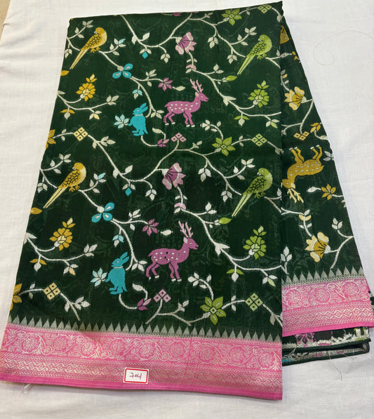 Moonga Tussar  Paithani saree