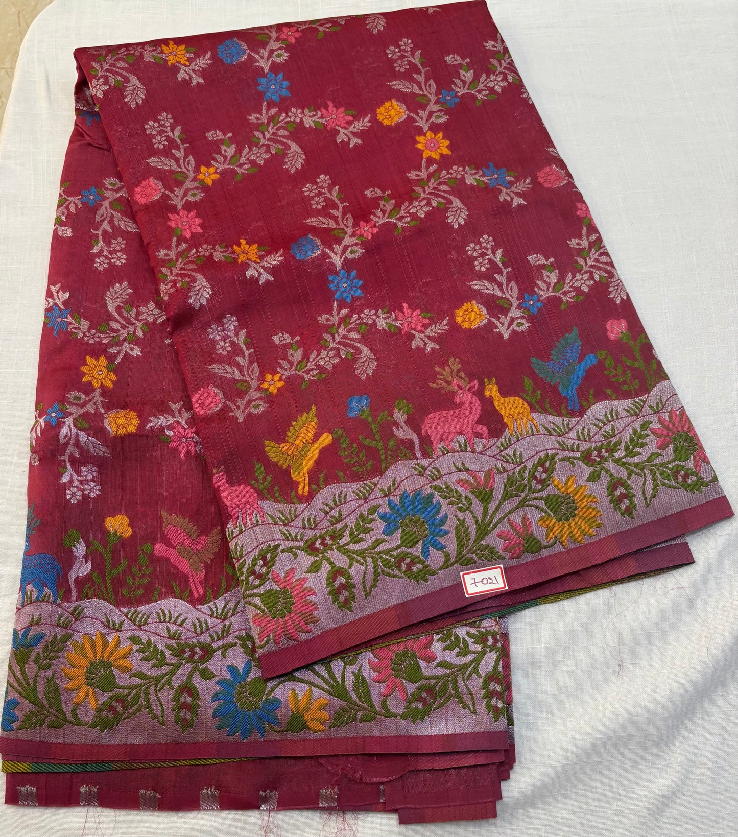 Moonga Tussar  Paithani saree