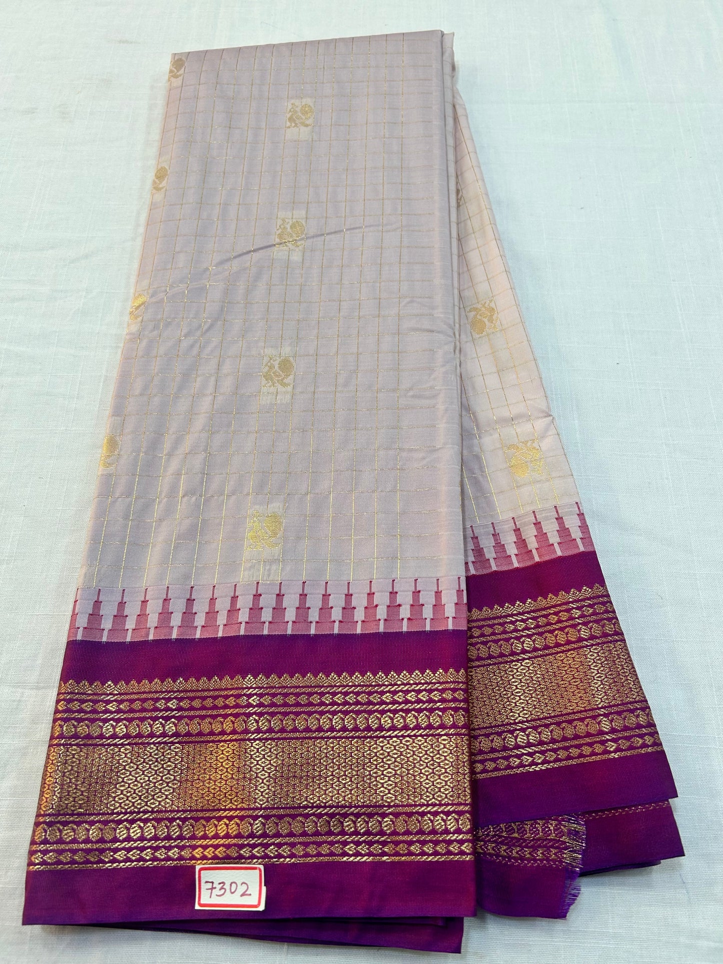 Semi Gadwal  small border checks saree