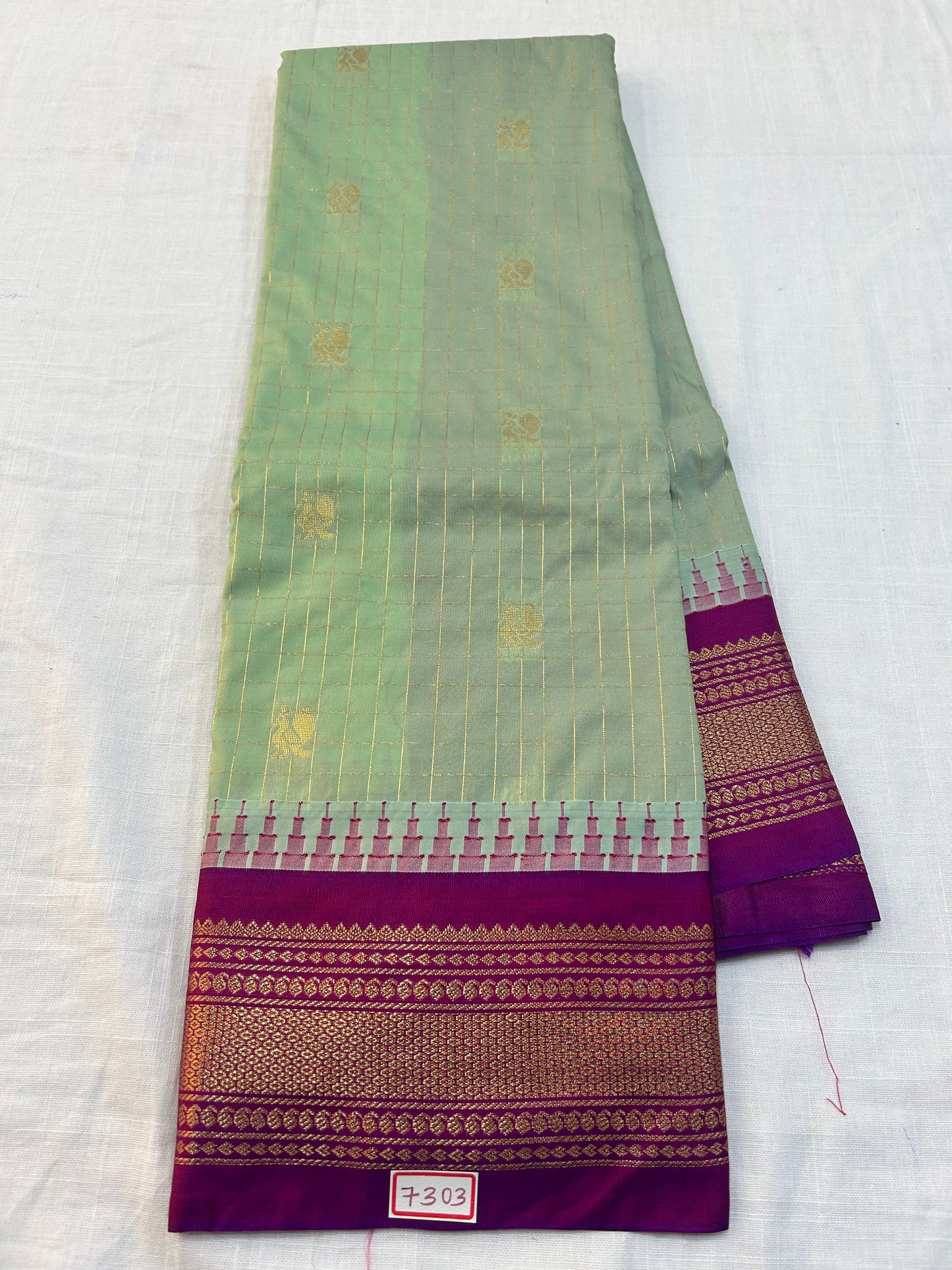 Semi Gadwal small border checks saree