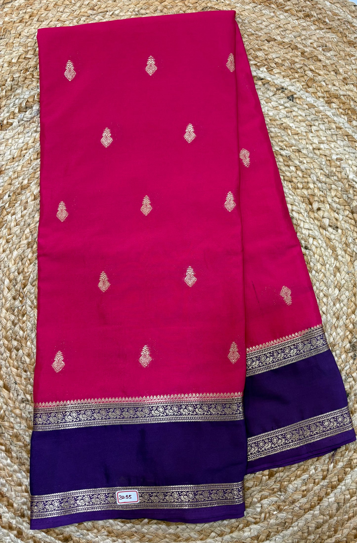 Mysore Crepe Gap Border Saree