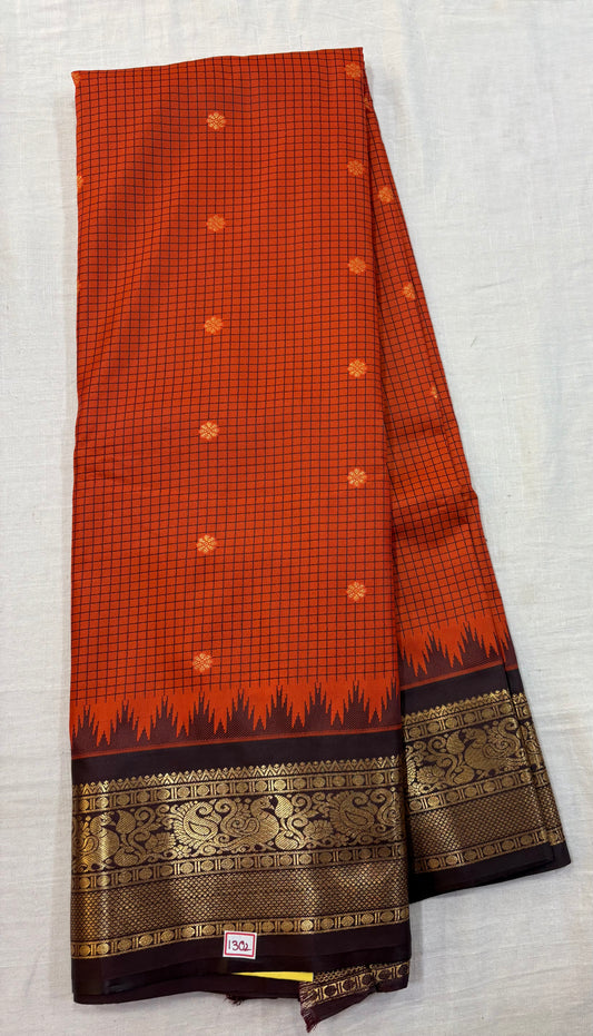Semi Gadwal Checks Silk Saree